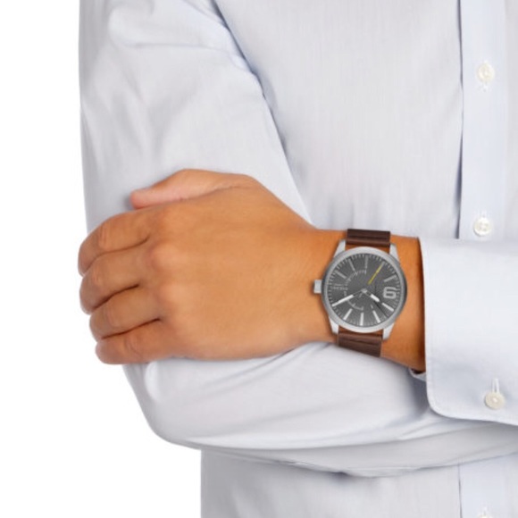 DIESEL • Rasp Brown Leather Watch DZ-1802 New Battery Ready To Wear Incl… - Picture 2 of 5